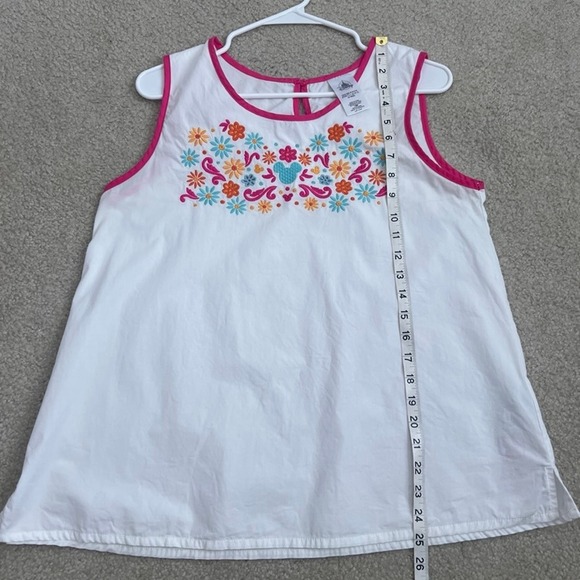 Disney Parks Embroidered Sleeveless Top Floral Mexican Style White Size M - Picture 8 of 9